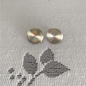 Vintage 1950’s Earrings! ~ Iridescent Disc shaped with Screw back of T2 sterling